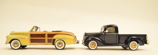 (2) Danbury Mint Die Cast 1:18 Scale Ford Trucks: $20 Shipping/handling/insurance (up to 100) shipped in the continental United States. We do not combine shipping as the packages are sealed and labeled immediately after the item is sold. Adult die-ca