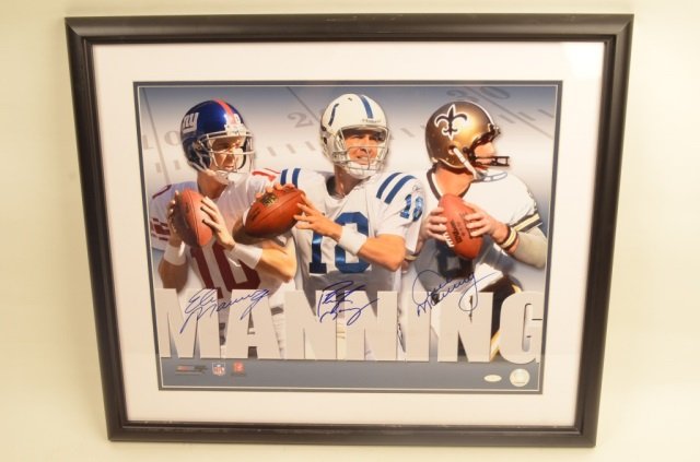 Signed Print Archie, Eli And Payton Manning: $20 Shipping/handling/insurance (up to 100) shipped in the continental United States. We do not combine shipping as the packages are sealed and labeled immediately after the item is sold. Signed Print