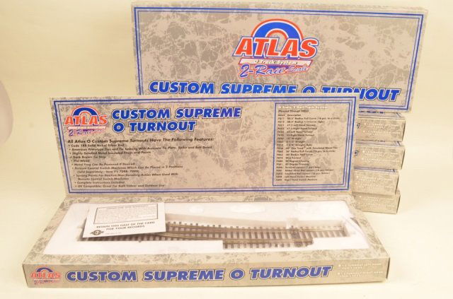 (6) Atlas Custom Supreme O Turnout 2 Rail Track: $25 Shipping/handling/insurance (up to 100) shipped in the continental United States. We do not combine shipping as the packages are sealed and labeled immediately after the item is sold. (4) #5 Turno