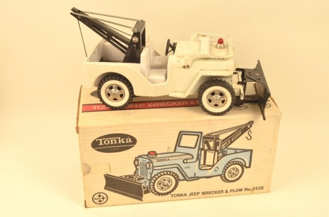 Vintage Tonka Jeep Wrecker & Plow No. 2435 in Box: $18 Shipping/handling/insurance (up to 100) shipped in the continental United States. We do not combine shipping as the packages are sealed and labeled immediately after the item is sold. This vintage