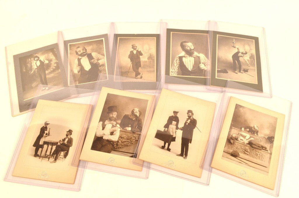 Circus, Clown, Juggler Cabinet Cards Emphemra: $18 Shipping/handling/insurance (up to 100) shipped in the continental United States. We do not combine shipping as the packages are sealed and labeled immediately after the item is sold. Internationa