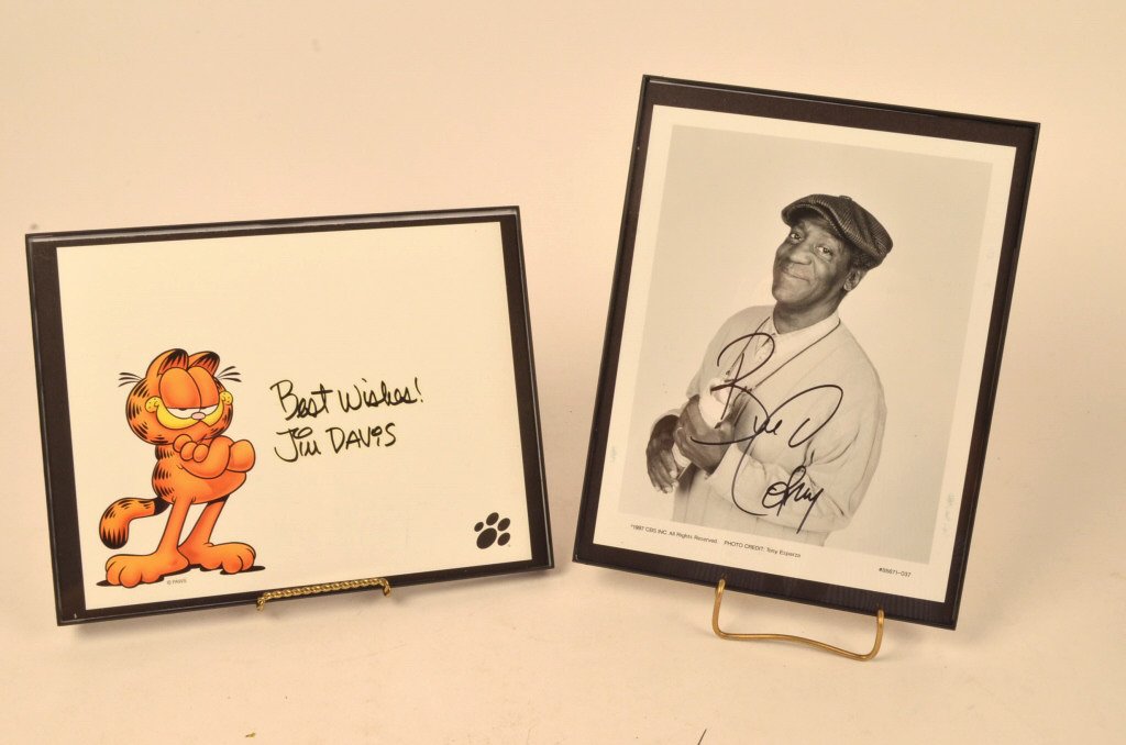 Bill Cosby & Jim Davis Signed Photos: $18 Shipping/handling/insurance (up to 100) shipped in the continental United States. We do not combine shipping as the packages are sealed and labeled immediately after the item is sold. Internationa