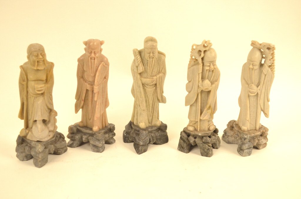 (5) Soapstone Chinese Elder Robed Men Figures: $25 Shipping/handling/insurance (up to 100) shipped in the continental United States. We do not combine shipping as the packages are sealed and labeled immediately after the item is sold. Internationa