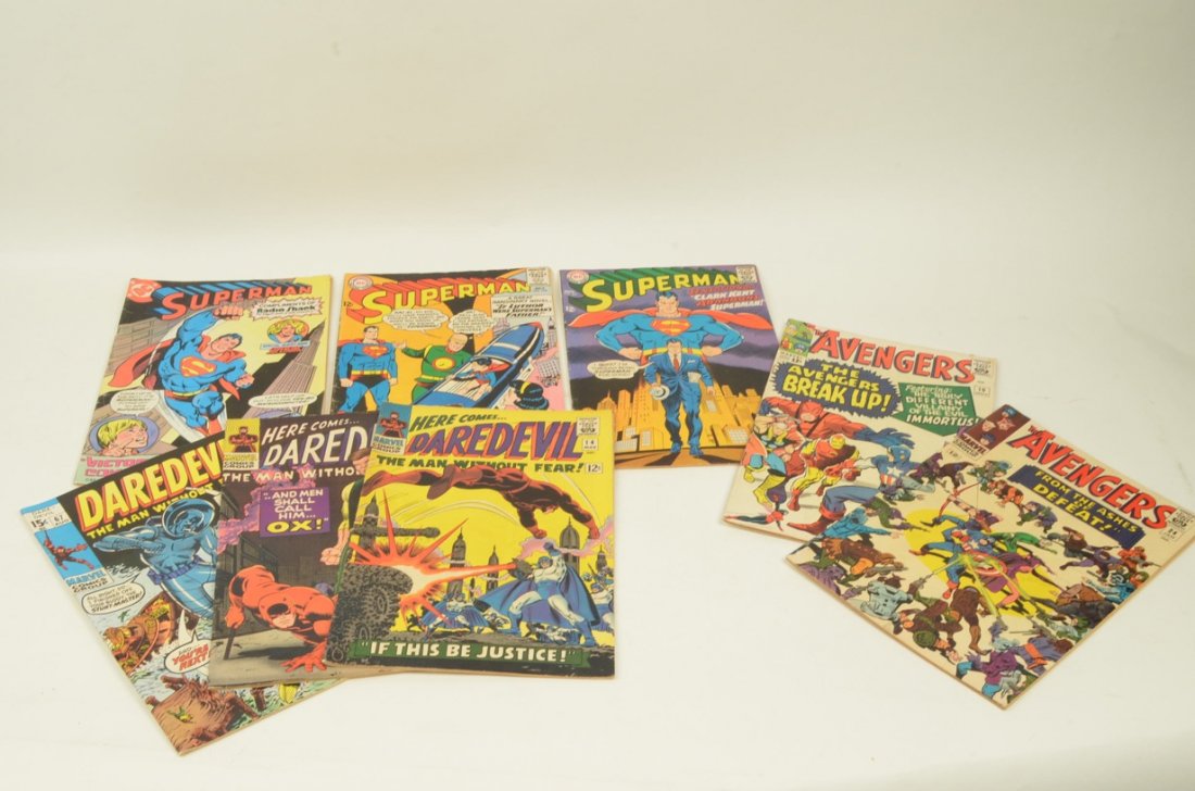 (8) 12 Cent Marvel Comic Books Superman Avengers: $18 Shipping/handling/insurance (up to 100) shipped in the continental United States. Contact us for combined shipping prior to auction day, otherwise each comic lot will cost $18 to ship. Internation