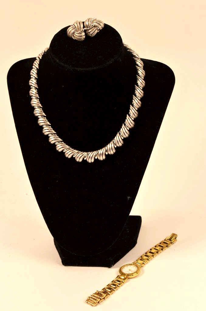 Trifari Necklace & Matching Earrings, Raymond Weil: FREE SHIPPING ON THIS ITEM (continental US only, international bidders contact Pak Mail for shipping quote), buyer to pay $6.99 flat fee for handling, packaging and insurance on EACH INDIVIDUAL LOT (n