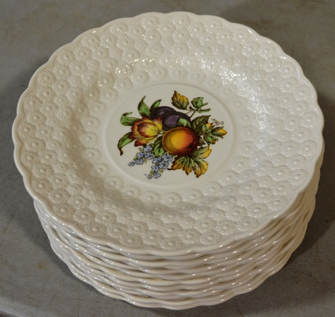 * Spode Copeland Jay Price fruit dinner plates embossed: Contact our recommended 3rd party for profit shipper Pak Mail at (260) 637-4809 for shipping quote PRIOR to bidding. Scheerer WILL NOT ship this item under any circumstances, no exceptions. (12) Jay P