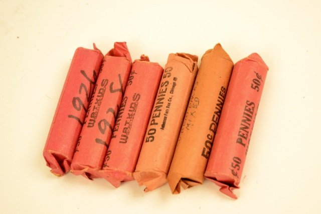 (6) Rolls Wheat Pennies 1925-1929: FREE SHIPPING ON THIS LOT(continental US only, international bidders contact Pak Mail for shipping quote), buyer to pay $8.99 flat fee for handling, packaging and insurance on EACH INDIVIDUAL LOT (no