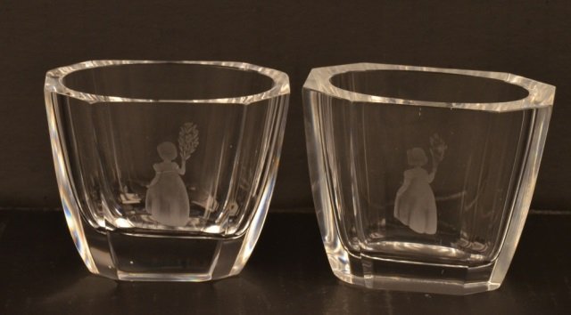 Pr. Orrefors Crystal Signed & Numbered Bud Vases: FREE SHIPPING ON THIS LOT(continental US only, international bidders contact Pak Mail for shipping quote), buyer to pay $8.99 flat fee for handling, packaging and insurance on EACH INDIVIDUAL LOT (no 