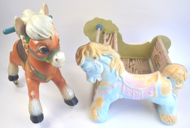 *(2) Vintage Baby Horse Toys: Contact our recommended 3rd party for profit shipper Pak Mail at (260) 637-4809 for shipping quote PRIOR to bidding. Scheerer WILL NOT ship this item under any circumstances, no exceptions. (2) Vintag