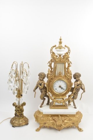 * Imperial Gilt Mantel Clock & Lamp: Contact our recommended 3rd party for profit shipper Pak Mail at (260) 637-4809 for shipping quote PRIOR to bidding. Scheerer WILL NOT ship this item under any circumstances, no exceptions. Beautifull