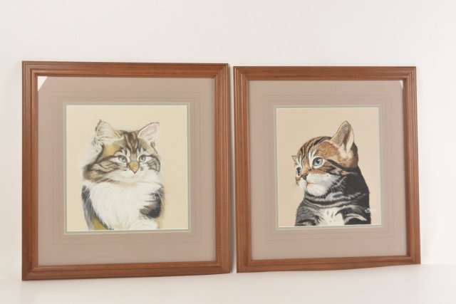*(2) M. Fletcher SLR Cat Closeups Watercolor Art: Contact our recommended 3rd party for profit shipper Pak Mail at (260) 637-4809 for shipping quote PRIOR to bidding. Scheerer WILL NOT ship this item under any circumstances, no exceptions. Margaret F