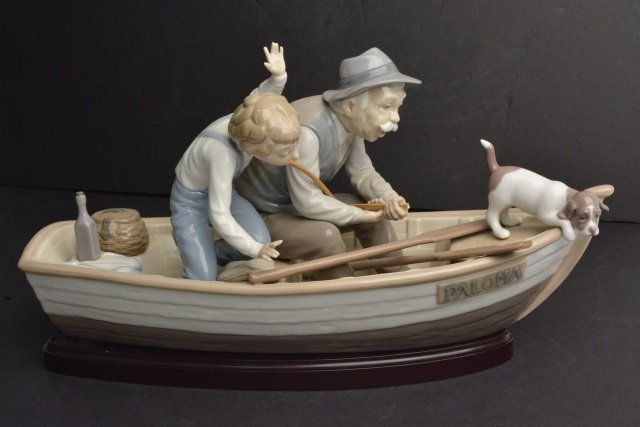 *Lladro 5215 RETIRED Fishing W/ Grandpa Porcelain: Contact our recommended 3rd party for profit shipper Pak Mail at (260) 637-4809 for shipping quote PRIOR to bidding. Scheerer WILL NOT ship this item under any circumstances, no exceptions. Lladro 521
