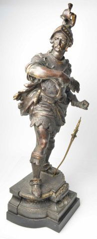 *LARGE Floor Cast Metal Armored Knight Sculpture: Contact our recommended 3rd party for profit shipper Pak Mail at (260) 637-4809 for shipping quote PRIOR to bidding. Scheerer WILL NOT ship this item under any circumstances, no exceptions. LARGE floo