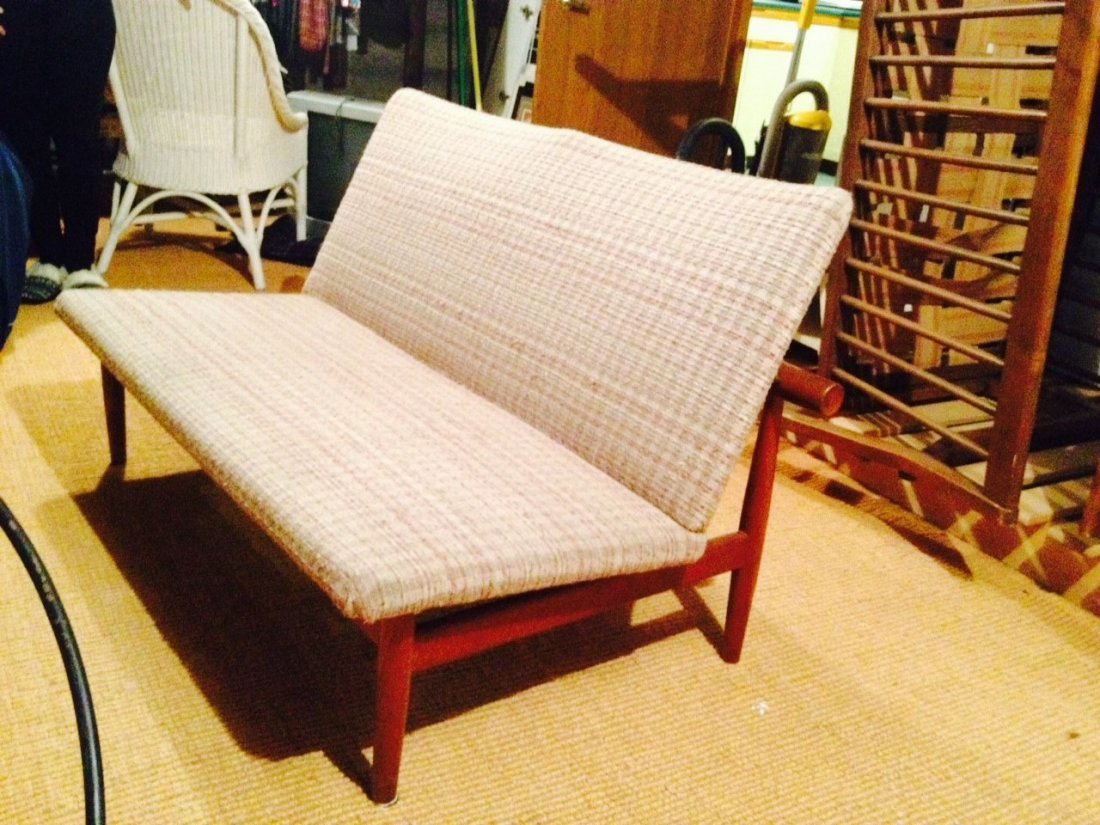 *Rare 1953 Finn Juhl Danish Mid-Century Modern Loveseat: Contact our recommended 3rd party for profit shipper Pak Mail at (260) 637-4809 for shipping quote PRIOR to bidding. Scheerer WILL NOT ship this item under any circumstances, no exceptions.Rare 1953 F