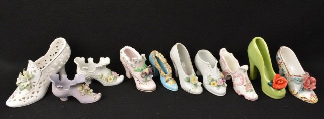 *Vintage Porcelain Miniature Shoe Collection: Contact our recommended 3rd party for profit shipper Pak Mail at (260) 637-4809 for shipping quote PRIOR to bidding. Scheerer WILL NOT ship this item under any circumstances, no exceptions. Vintage po