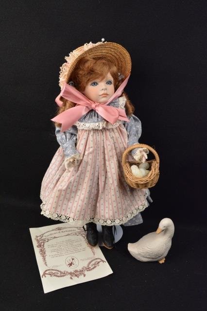 *Franklin Heirloom "The Goose Girl" Porcelain Doll: Contact our recommended 3rd party for profit shipper Pak Mail at (260) 637-4809 for shipping quote PRIOR to bidding. Scheerer WILL NOT ship this item under any circumstances, no exceptions. Franklin H