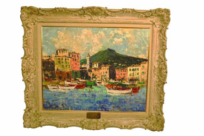 "The Bay Of Portofino"  V. Vlardingen Oil Painting (1 of 8)
