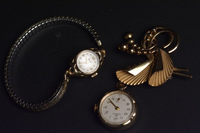 10K Gold Filled Benrus Watch & Wakmann Pin/Watch (1 of 7)