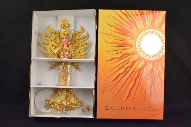 Bob Mackie "Goddess of The Sun" Barbie Doll, NIB: Continental USA buyer to pay $19.99 flat fee for shipping, handling, packaging and insurance on EACH INDIVIDUAL LOT (international bidders contact Pak Mail for shipping quote). NO COMBINED SHIPPING, N