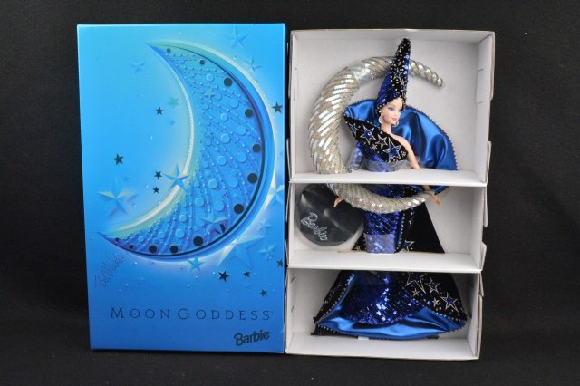 Bob Mackie "Moon Goddess" Barbie Doll NIB: Continental USA buyer to pay $19.99 flat fee for shipping, handling, packaging and insurance on EACH INDIVIDUAL LOT (international bidders contact Pak Mail for shipping quote). NO COMBINED SHIPPING, N