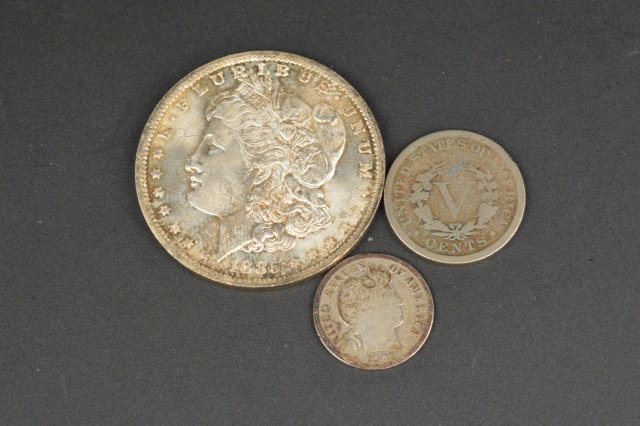 *Morgan Silver Dollar, V Cent, Silver Dime (1 of 3)