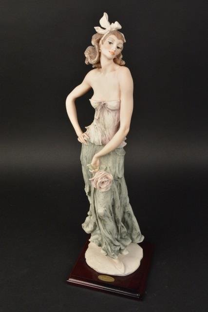 *Florence Giuseppe Armani Figurine Alessandra: Florence Original Giuseppe Armani Figurine Model No. 648/C Alessandra. Mounted on a wooden base and includes COA, original packaging and box. Limited Edition 1491/500. Year 1994, 19.8" H. Contact our