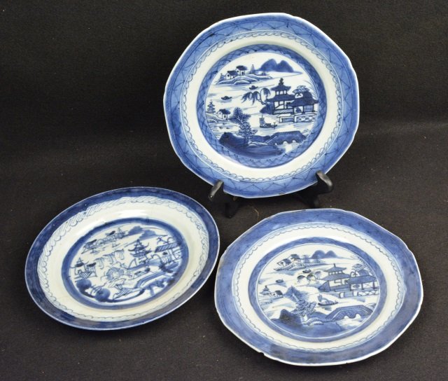 (3) Blue & White Ironstone Chinese Canton Pattern (1 of 5)
