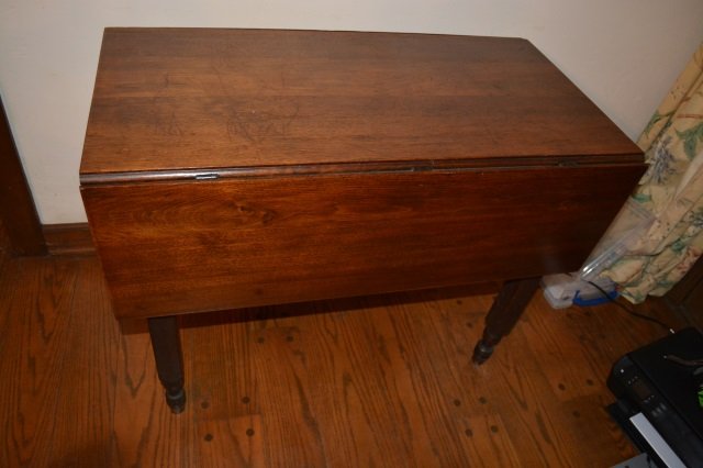 *Drop Leaf Dining Room Table: Drop Leaf Dining Room Table, with both leaves extended it measures 42" W x 37" D. With leaves folded it measures 28" W x 37" D. Contact our recommended 3rd party "for profit" shipper Pak Mail at (260)