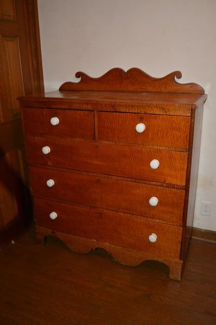 *Antique Tiger Maple 5-Drawer Chest (1 of 10)