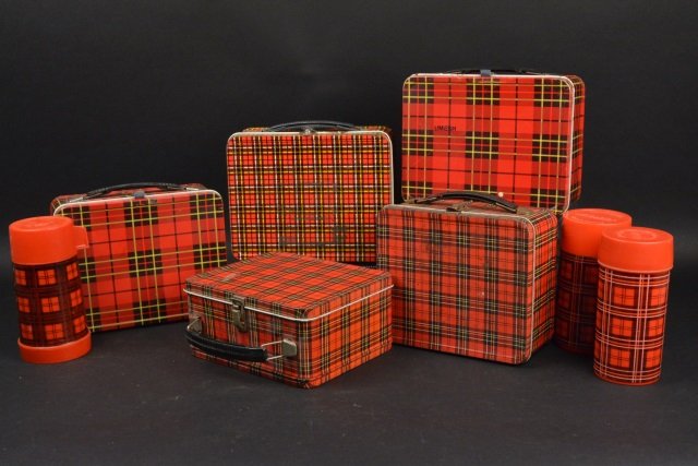 (5) Luggage Plaid Vintage Metal Lunch Boxes (1 of 8)