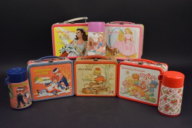 (5) Vintage Girls Theme Lunch Boxes (3) Thermoses (1 of 8)