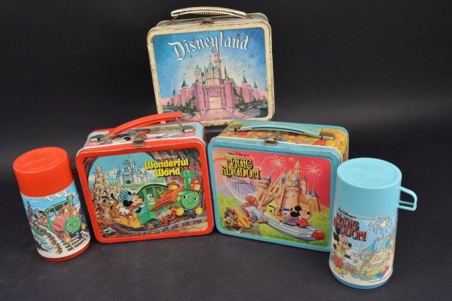 (3) Vintage Walt Disney  Lunch Boxes (2) Thermoses (1 of 8)