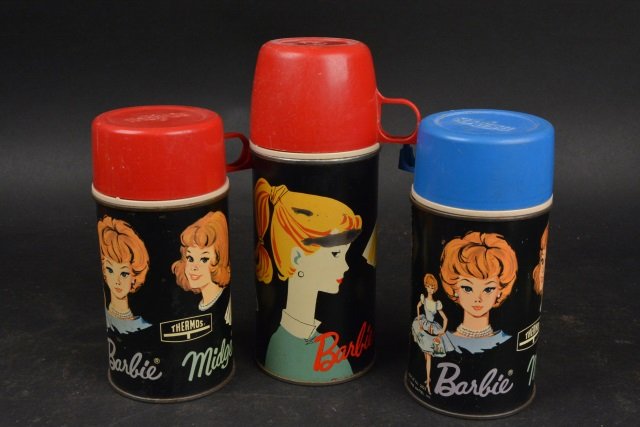 (3) Vintage Barbie Lunch Box Thermoses (1 of 3)