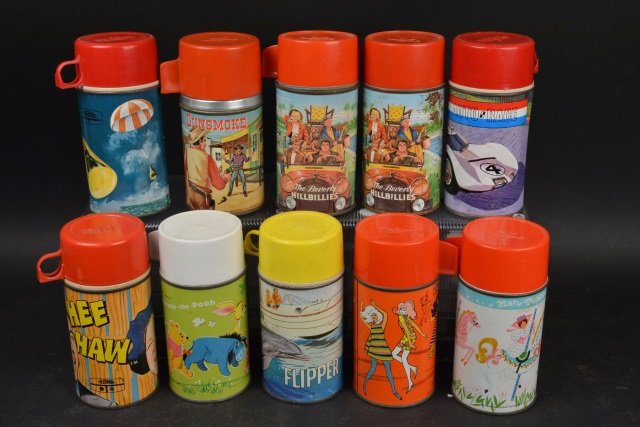 (10) 1960's - 70's Children's Lunch Box Thermoses (1 of 2)