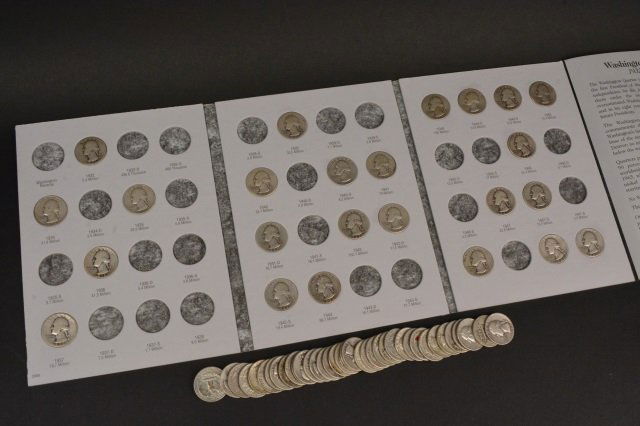 (60+/-) Silver Quarters: (60+/-) Silver Quarters. Contact our recommended 3rd party "for profit" shipper Pak Mail at (260) 637-4809 or Pakmail419@yahoo.com for shipping quote PRIOR to bidding. Scheerer WILL NOT ship this item