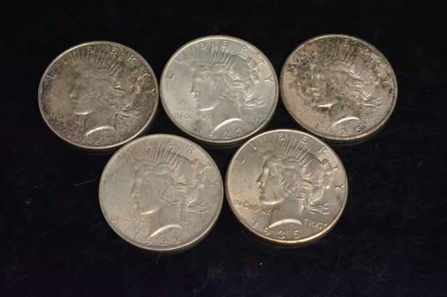 (5) Peace Silver Dollars (1 of 4)