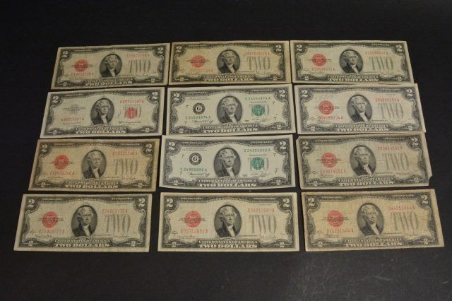 (12) Two Dollar Bills: (12) Two Dollar Bills. Currency. Contact our recommended 3rd party "for profit" shipper Pak Mail at (260) 637-4809 or Pakmail419@yahoo.com for shipping quote PRIOR to bidding. Scheerer WILL NOT ship t