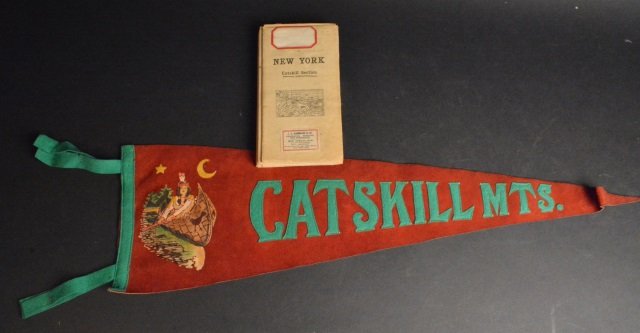 RARE Antique Catskill Mts. Pennant & Catskill Map (1 of 10)