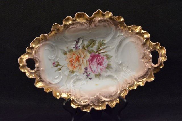 C.T. Germany Hand Painted Shallow Dish/ Bowl: C.T. Germany hand painted shallow dish/ bowl, numbered on back. Measures 13.25" x 9.5". Contact our recommended 3rd party "for profit" shipper Pak Mail at (260) 637-4809 or Pakmail419@yahoo.com for sh