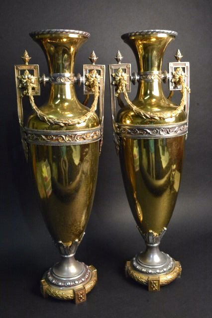 Pair Large Antique Brass Urns (1 of 7)