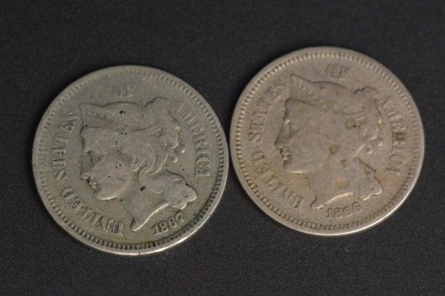 1866 & 1867 Three Cent Nickles (1 of 2)