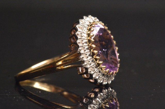 14K Yellow Gold RIng W/ Amethyst & Diamonds (1 of 3)
