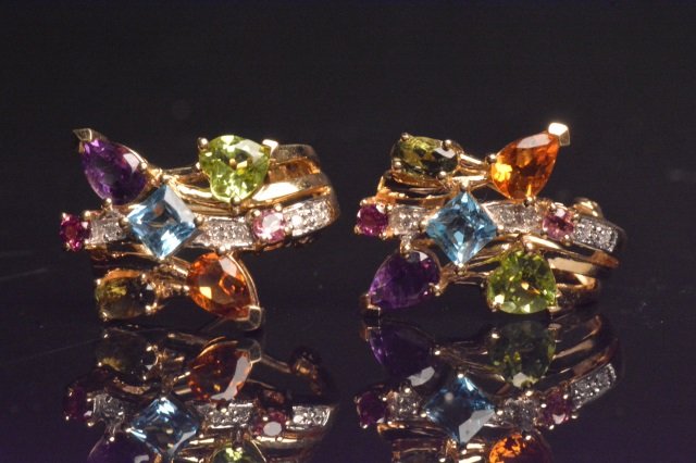 14K Yellow Gold Earrings W/ Gemstones (1 of 4)