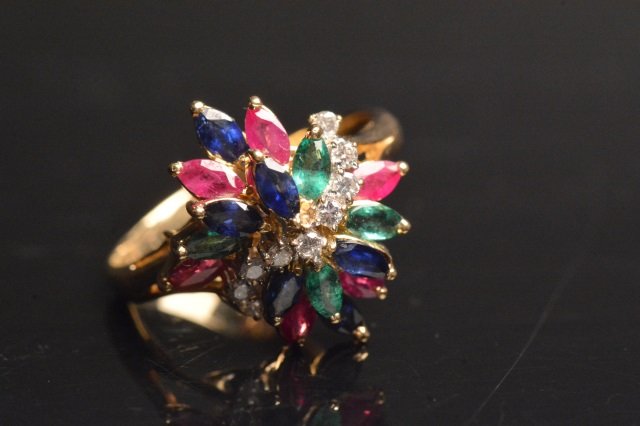 14K Yellow Gold Ring W/ Gemstones (1 of 4)