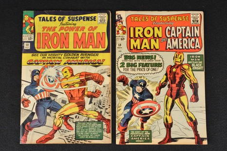 (2) Tales of Suspense Issues 58 & 59 Marvel Comics: (2) Tales of Suspense issues No. 58 & 59, both volume 1. Issue 59, 1st appearance of Jarvis. Marvel Comics. 12 cent comics, Silver Age. Contact our recommended 3rd party "for profit" shipper Pak Mail