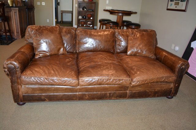 Leather Sofa Goose & Duck Feather Cushions (1 of 3)