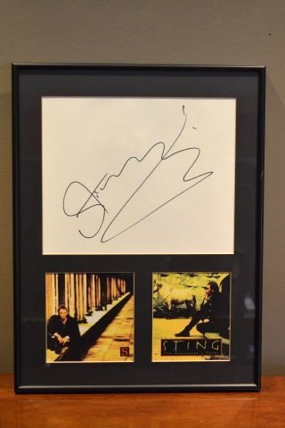 Sting Ten Summoner's Tale Collage- Signed: Sting Ten Summoner's Tales collage. 17" x 13". Music memorabilia. Collectible celebrity memorabilia. Contact our recommended 3rd party "for profit" shipper Pak Mail at (260) 637-4809 or contact@pakmai