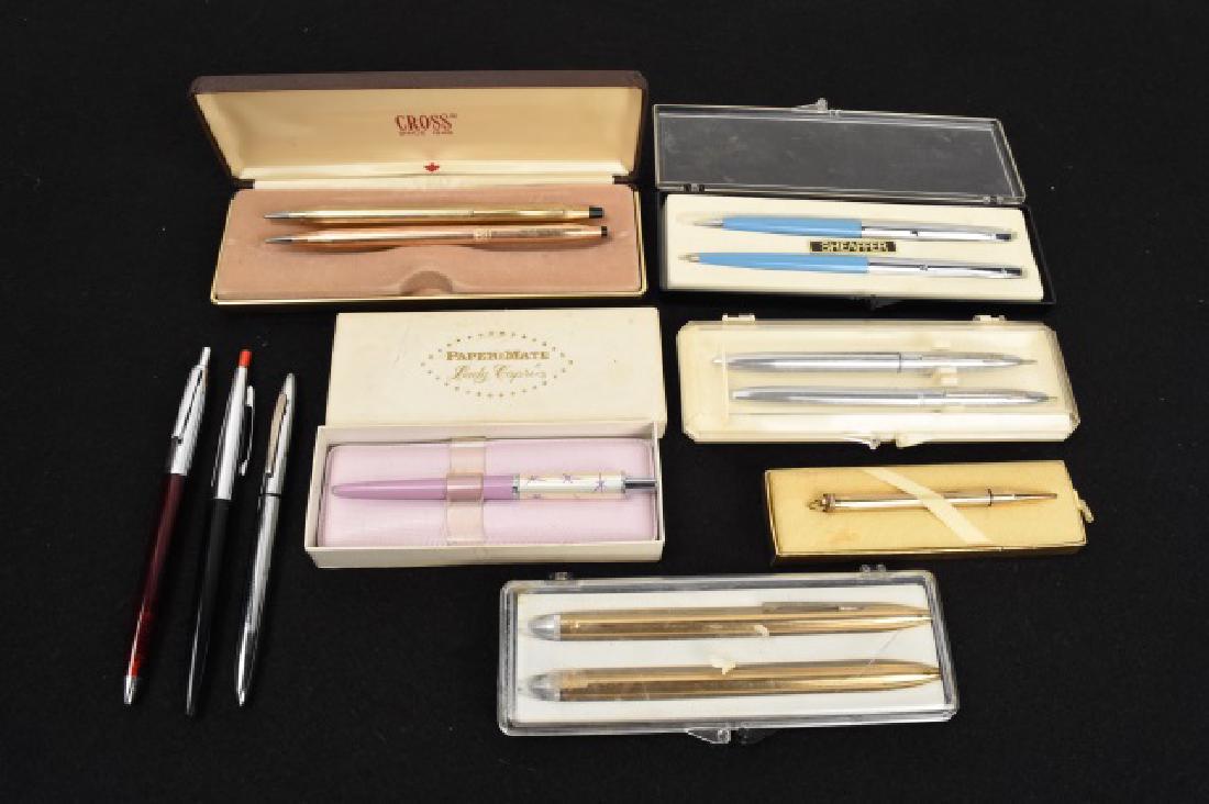 Adv. Pen Sets (Sheaffer's, Cross, Paper Mate): Adv. pen sets, most in original box (Sheaffer's, Cross, Paper Mate, Auto Magic, Magic Writer). Contact our recommended 3rd party "for profit" shipper Pak Mail at (260) 637-4809 or contact@pakmailships