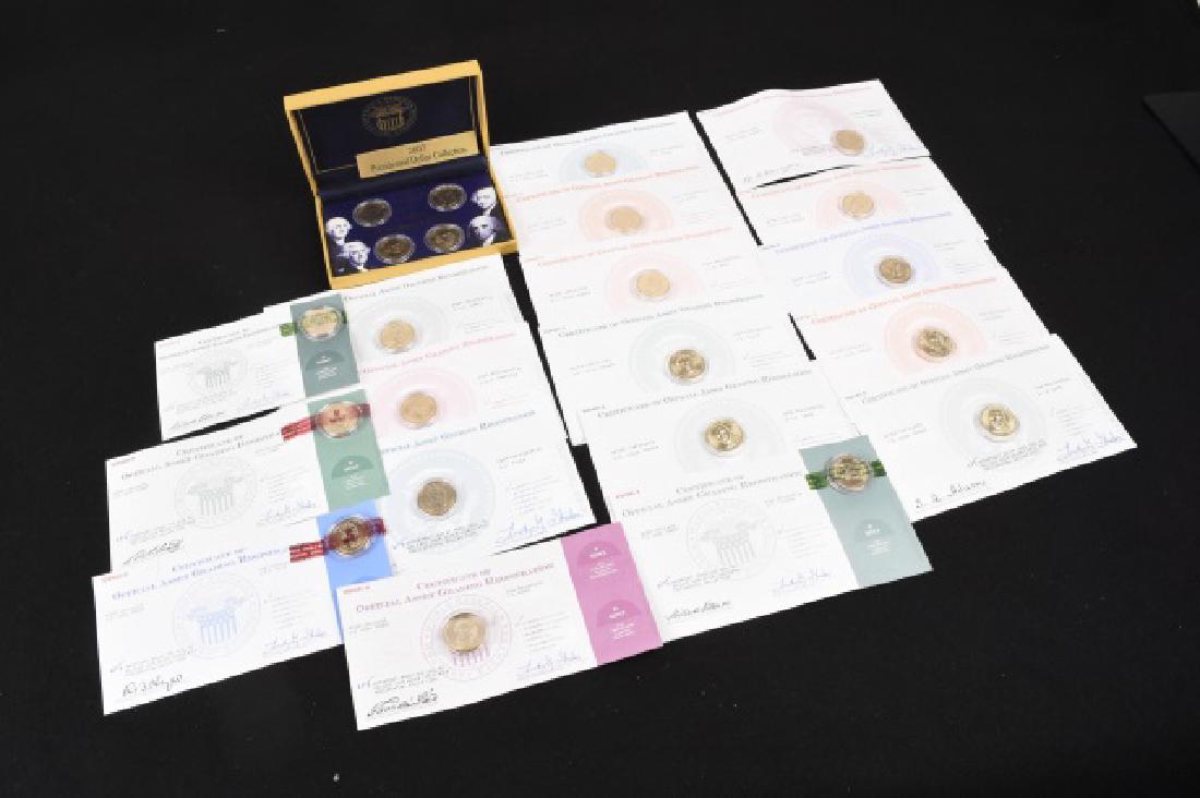 (22) US President Dollar Uncirculated Coins: 2007 Presidential Dollar Collection (George Washington, John Adams, Thomas Jefferson, James Maddison). Uncirculated presidential dollars. Presidents: Van Buren, John Quincy Adams, Andrew Jackson, Polk