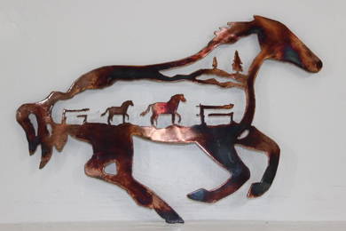 Handmade Metal Wall Art Horses within Horse